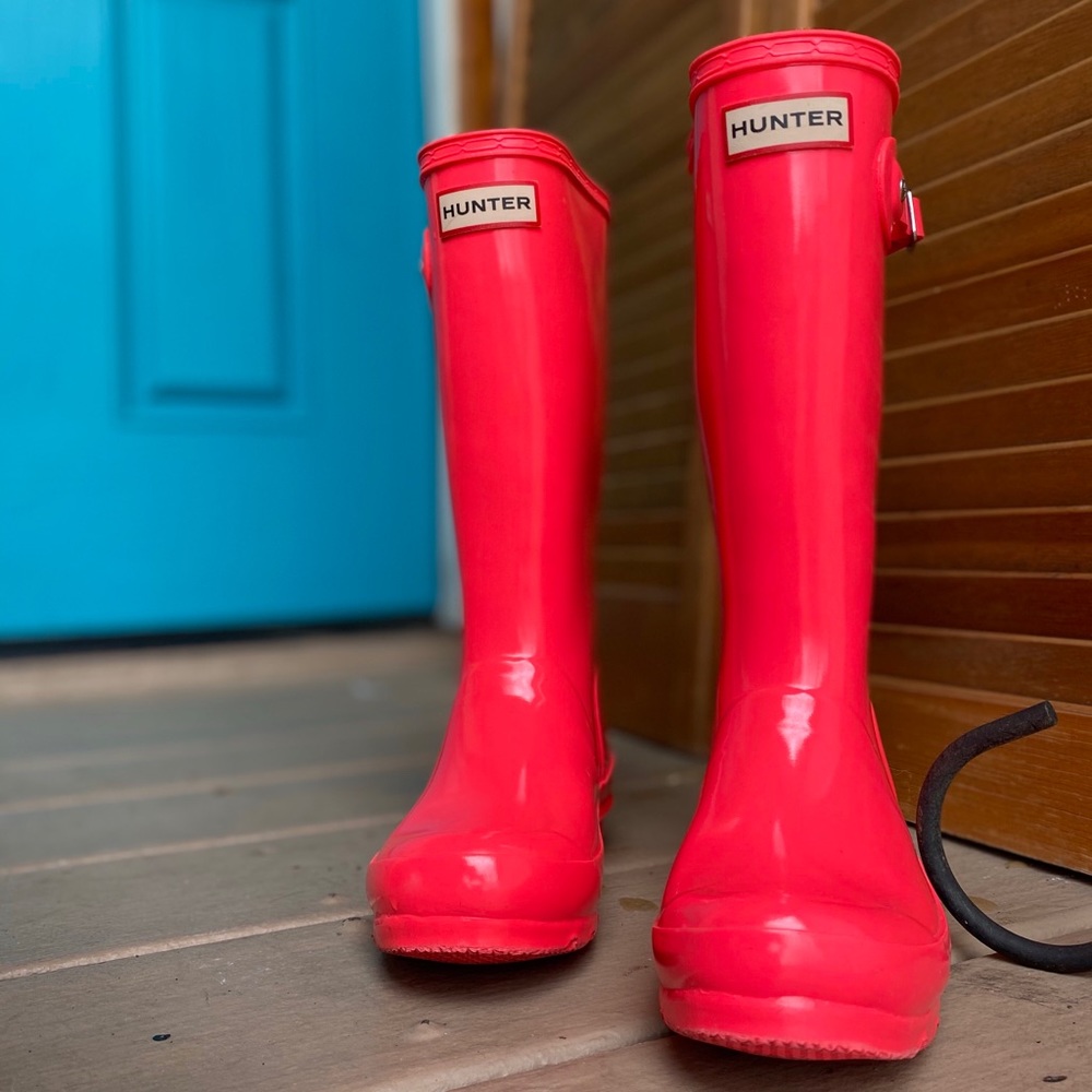 SZ 1G/2B HUNTER RUBBER RAIN BOOTS BRIGHT ORANGE